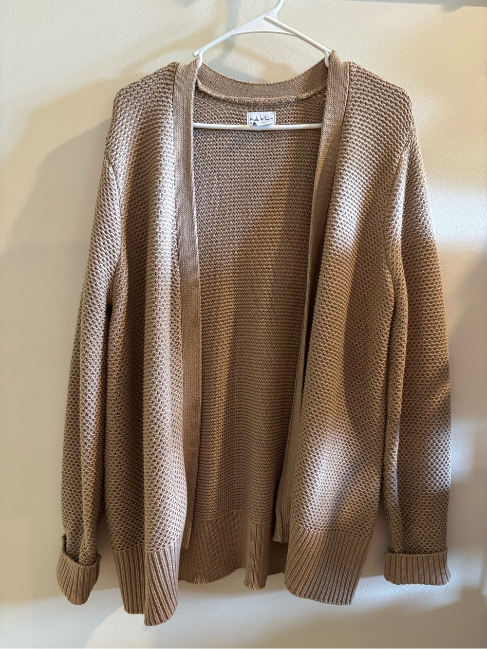 Open-Front Knit Cardigan Sweater - Beige